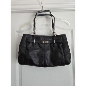 Coach Chelsea‎ Jayden Black Leather Silver Chain Hardware 2 Handle Handbag Purse